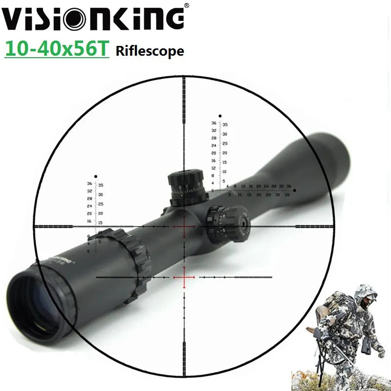 Visionking 10-40x56 T Military Riflescope Long Range Sniper Aim Optical Sight High Magnifer Night Hunting Scope .30-06 .308 .50