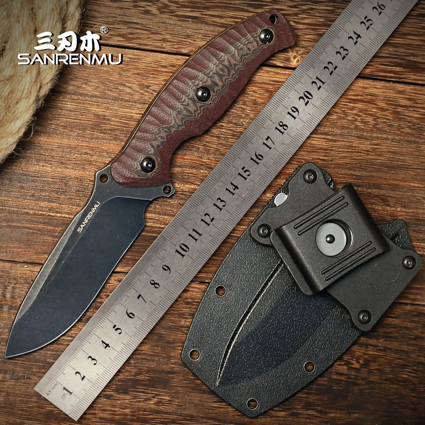 SANRENMU S745 Fixed Blade Knife Straight Knife 14C28 Outdoor Knife Camping Utility Survival Tactical Hunting Knivse EDC Tool