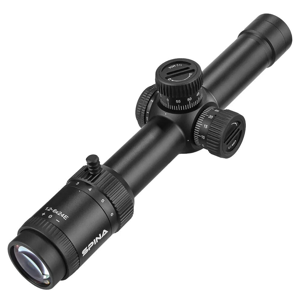 SPINA Optics 1.2-6x24 FFP/SFP Red/Green Illuminated 1/2 MOA Hunting Rifle Scope CQB Riflescope .223 AR15 .308