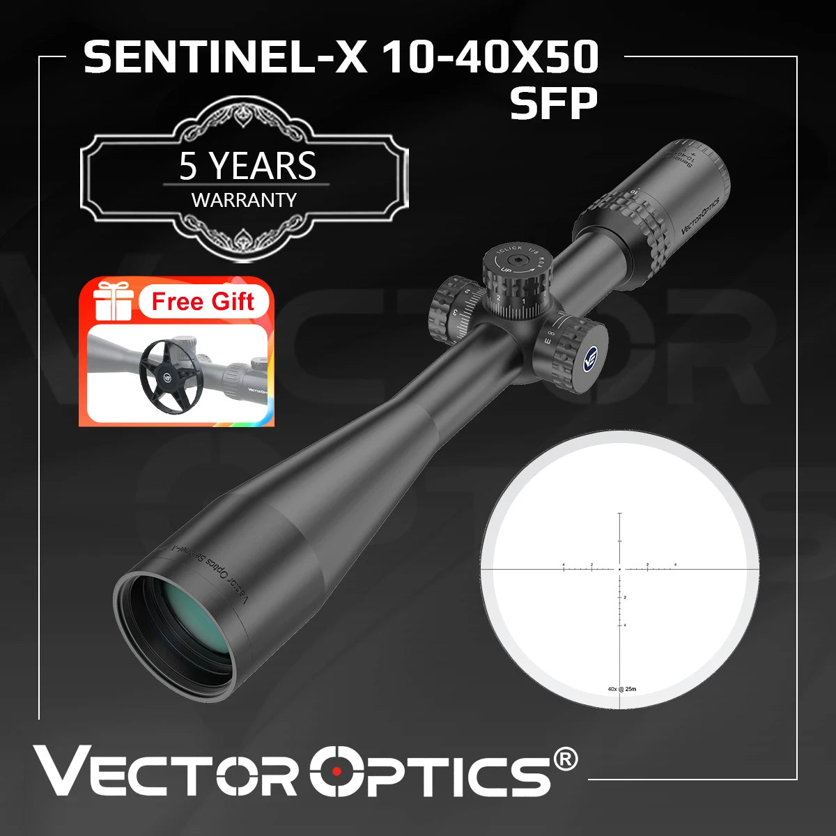 Vector Optics Sentinel X 10-40x50 Airgun Riflescope Air Rifle Scope Hunting Tactical Shooting Fit .177 .22 .25 Also .223 .308win