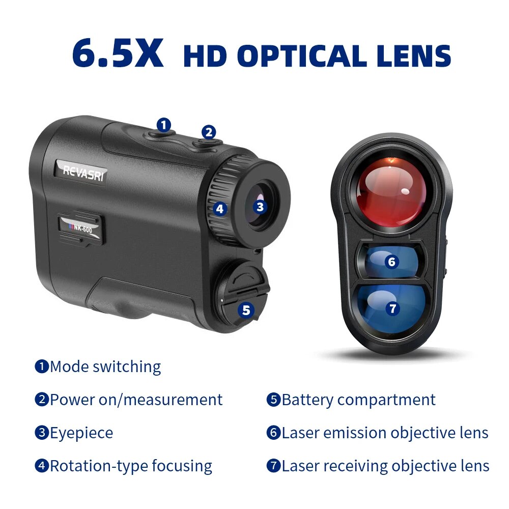 Nohawk 600/1800M  Multifunctional Laser Range Finder Monocular for Hunting Golf Sport, Hunt Survey Telescope CR2-3V Detachable