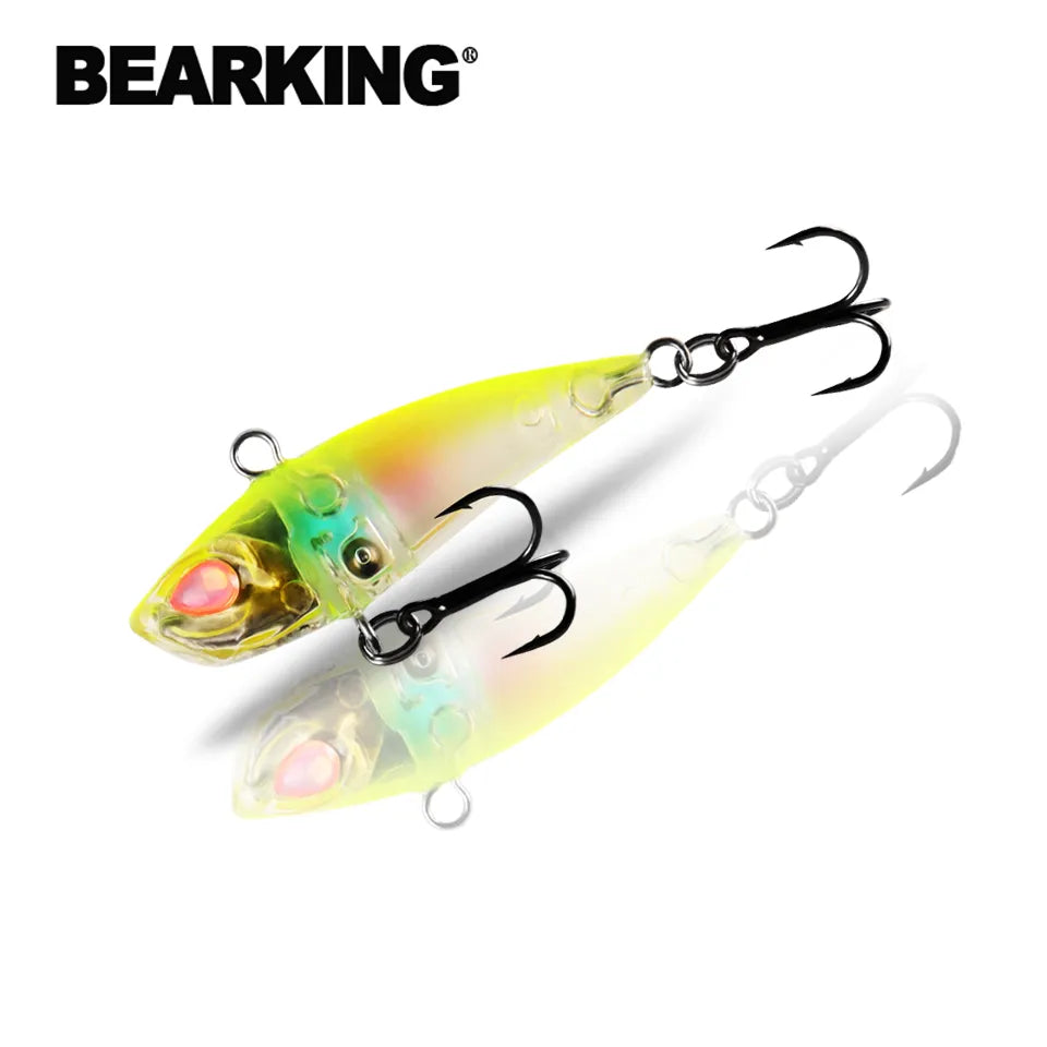 Bearking A+ fishing lures, hard bait, vib(lip less) 40mm 3.8g, sinking, good quality baits,3D eyes,vmc hooks 2017 hot model