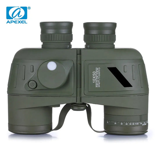 APEXEL HD 10X50 High Power Binoculars with Rangefinder Compass for Hunting Boating Bird Watching Nitrogen Floating Waterproof