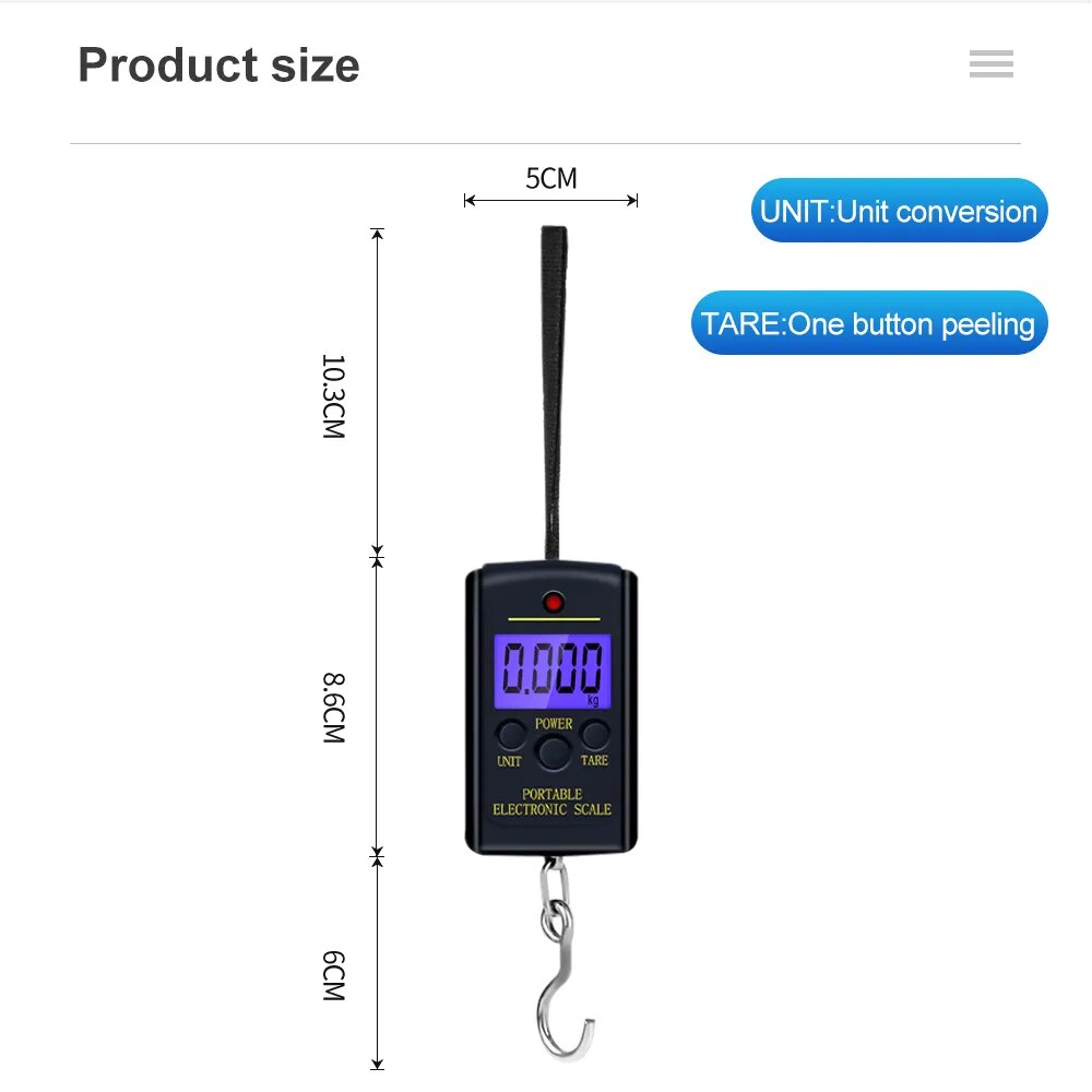 Digital Scale 40kg x 10g Mini Electronic Hanging Fishing Luggage Balanca Portable Digital Handy Pocket Weight Hook Scale