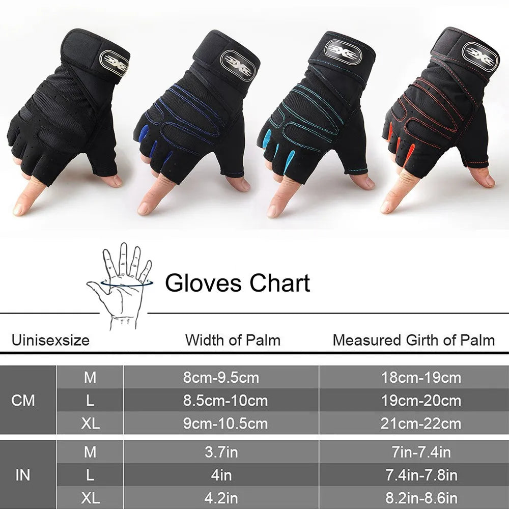 Workout Gloves for Men Women Weight Lifting Half Finger Glove with Wrist Wrap for Gym Sport Training Bicycle Motorcyclist Glove