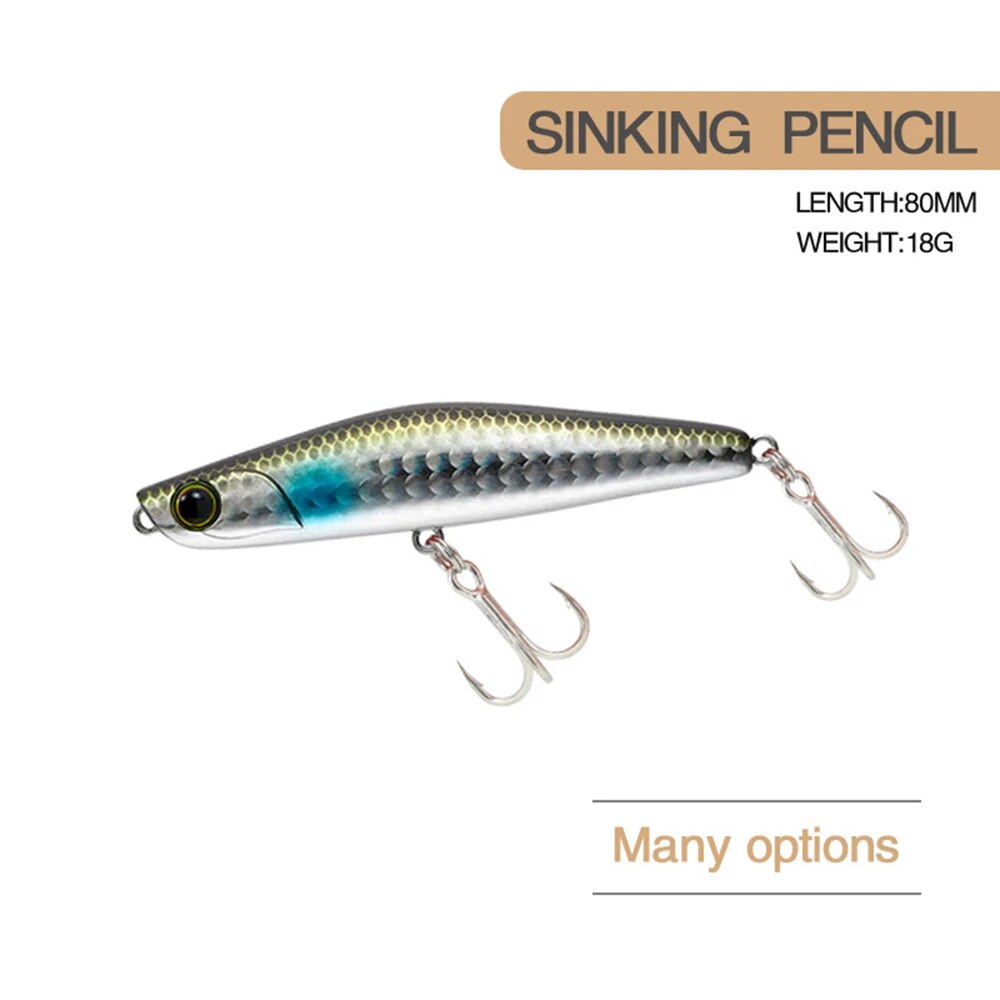 8cm 18g Fishing Lure Pencil Wobbler Yoichi 99 Super Long Cast Slow Sinking Jerkbait Artificial Hard Bait Ocean Fishing Bass Bait