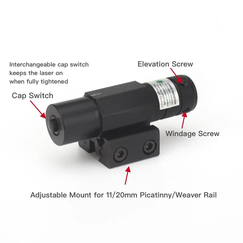 Tactical Red/Green Laser Pointer Sight Adjustable 11/20mm Picatinny Rail Gun Rifle Pistol Sight for Hunting