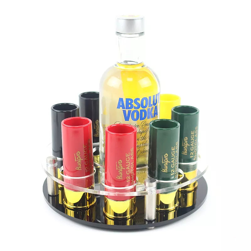 Hunting Shooting Outdoor 8 Pcs Gift 12 Gauge Shotgun Shell Shot Glasses Set with Acrylic Cup Holder Bullet Cup Rifle Tactical