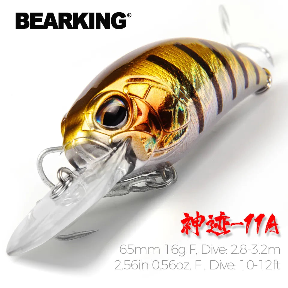 BearKing 65mm 16g hot model A+ fishing lure new crank  5color for choose  dive 10-12ft,2.8-3.2m fishing tackle hard bait