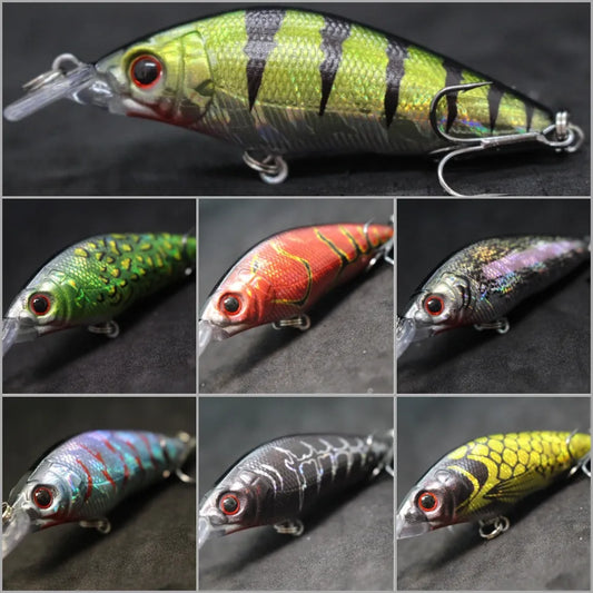 wLure Crankbait Fishing Lure 8.1cm 7.1g Wide Swimming Action Short Body #6 Hook Insect Bait Fresh Water 3D Hard Eyes M583