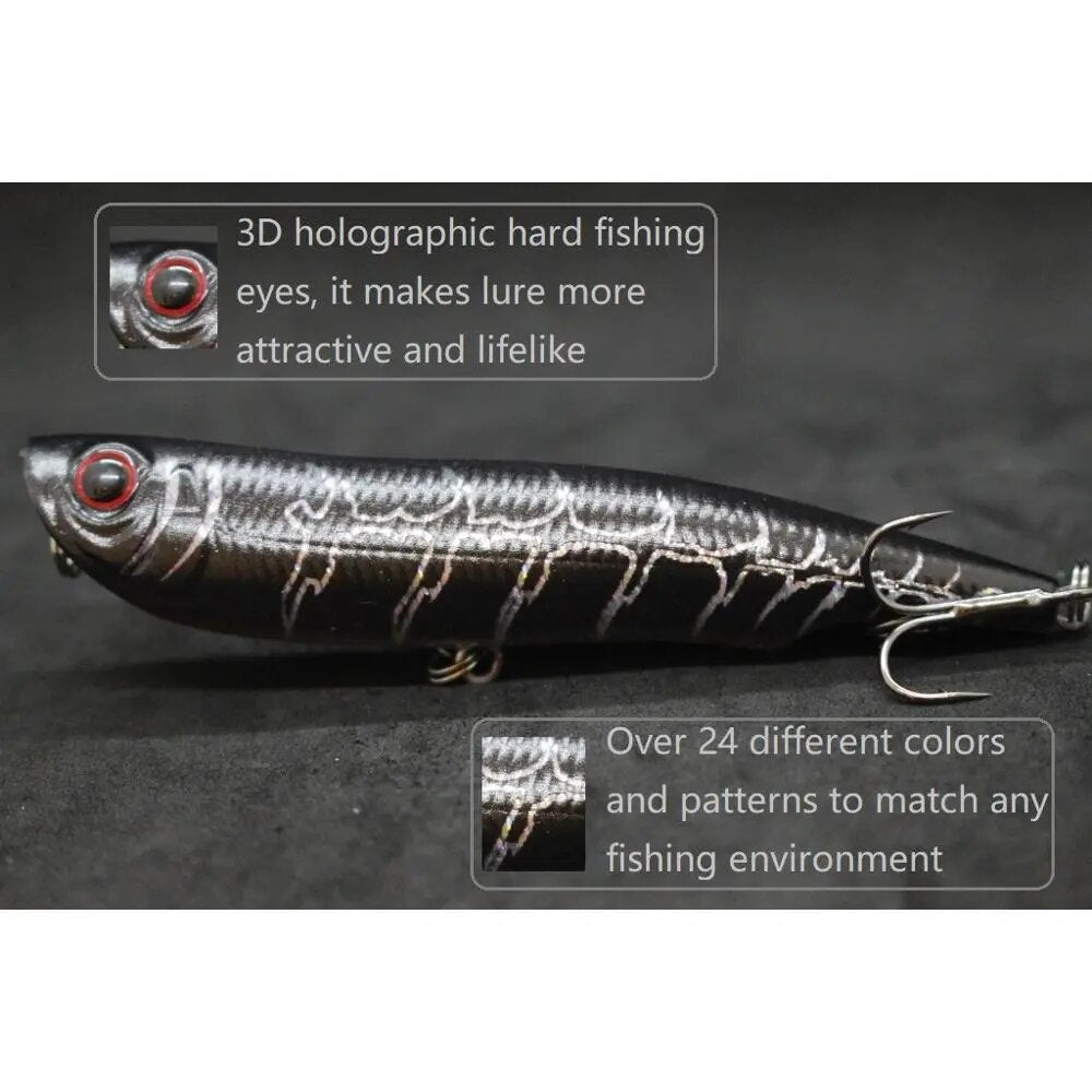 wLure Fishing Lure Topwater Popper 10cm 17g Long Casting Walking Lure 2 #4 Treble Hooks Floating Bait 3D Hard Eyes W622