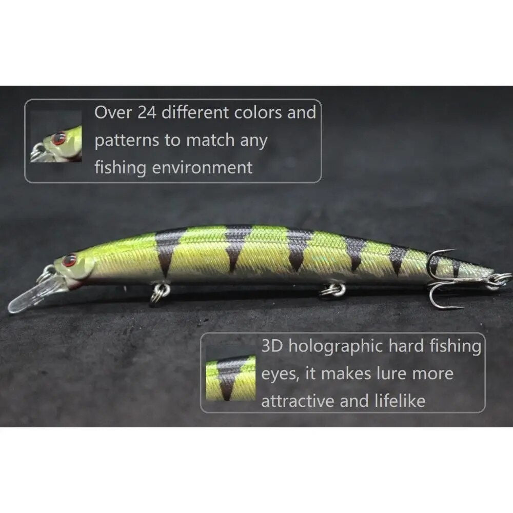 wLure Minnow Fishing Lure 12.7cm 12.5g Long and Slim Running Beads on Bottom 3 Hooks Tight Action Jerkbait Slow Floating M672