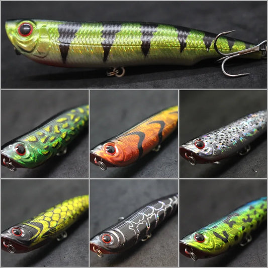 wLure Fishing Lure Topwater Popper 10cm 17g Long Casting Walking Lure 2 #4 Treble Hooks Floating Bait 3D Hard Eyes W622